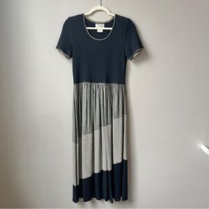 Vintage Jumper Dress Women's 8 Black Gingham Maxi Cottage Country 90s Prairie